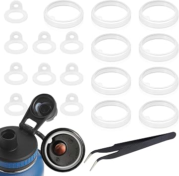 18Pcs زجاجة المياه طوقا استبدال ل Thermoflask 24/32/40/64 oz، تال زجاجة المياه طوقا استبدال الملحقات والملاقط، سيليكون يا ختم خواتم استبدال متوافق مع غطاء صنبور Thermoflask
