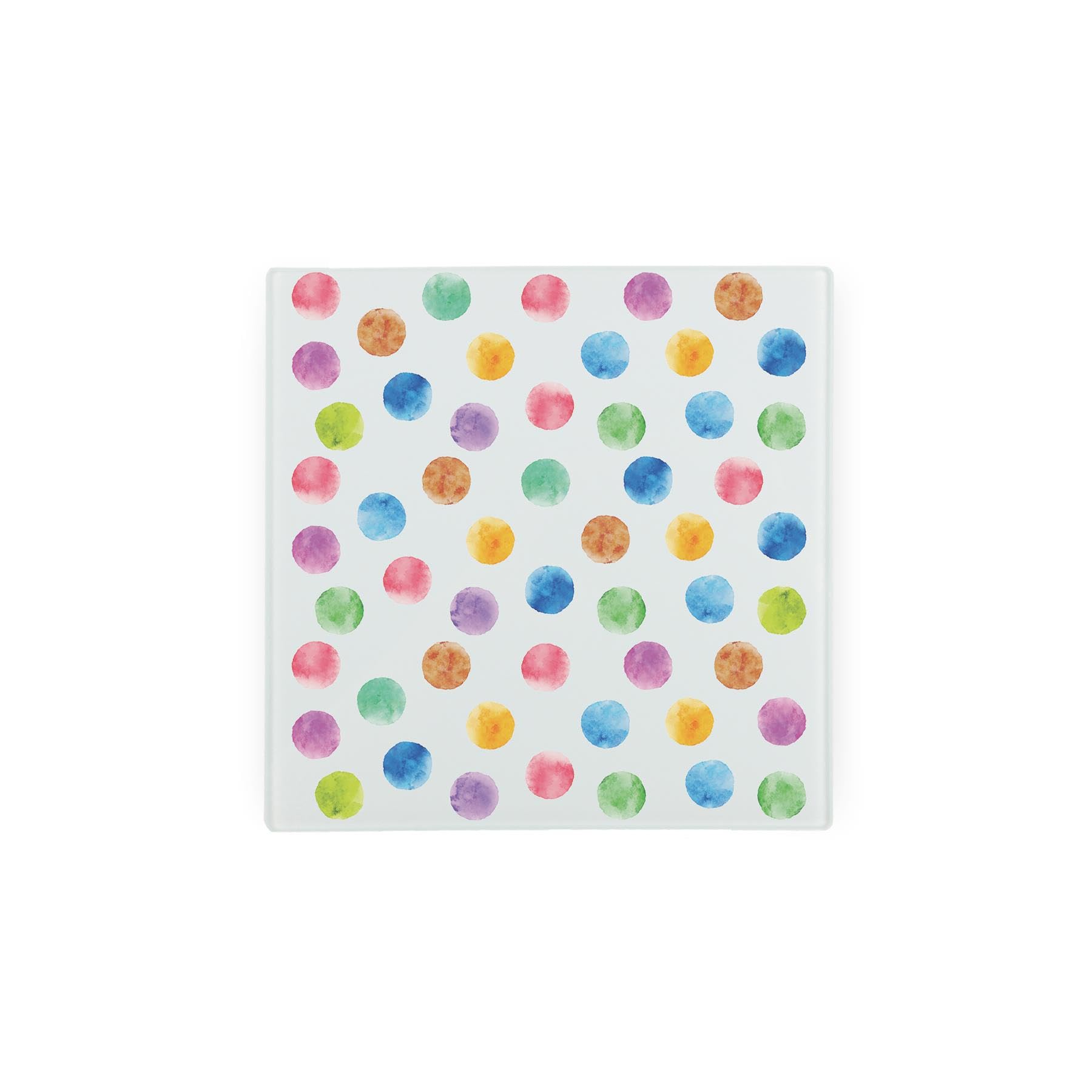 Purely Home Polka Dots Glass Hot Pot Stand Trivet - Multicoloured Spotty Housewarming Gift - Kitchen Chopping/Cutting Board Worktop Protector With Non-Slip Feet 20Cm X 20Cm (8" X 8")
