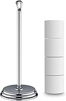 Vista 12 de Soporte de papel higiénico con soporte de pie resistente a la oxidación, soporte de almacenamiento de papel higiénico de metal para el baño, soporte