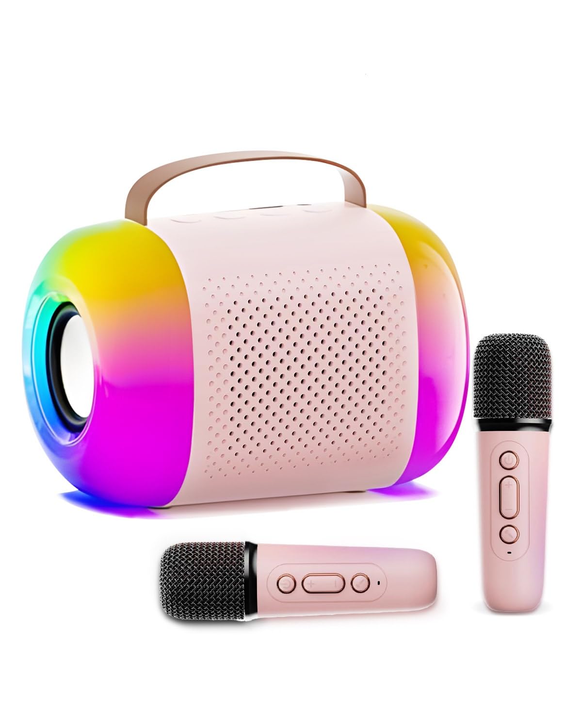 Mini Karaoke Machine 2 Microphones, Bluetooth 5.3 Kids Karaoke Machines Portable with 4 Dazzling Light Modes & Voice Changer, Boys Girls Toys for 3-12 years old for Kids