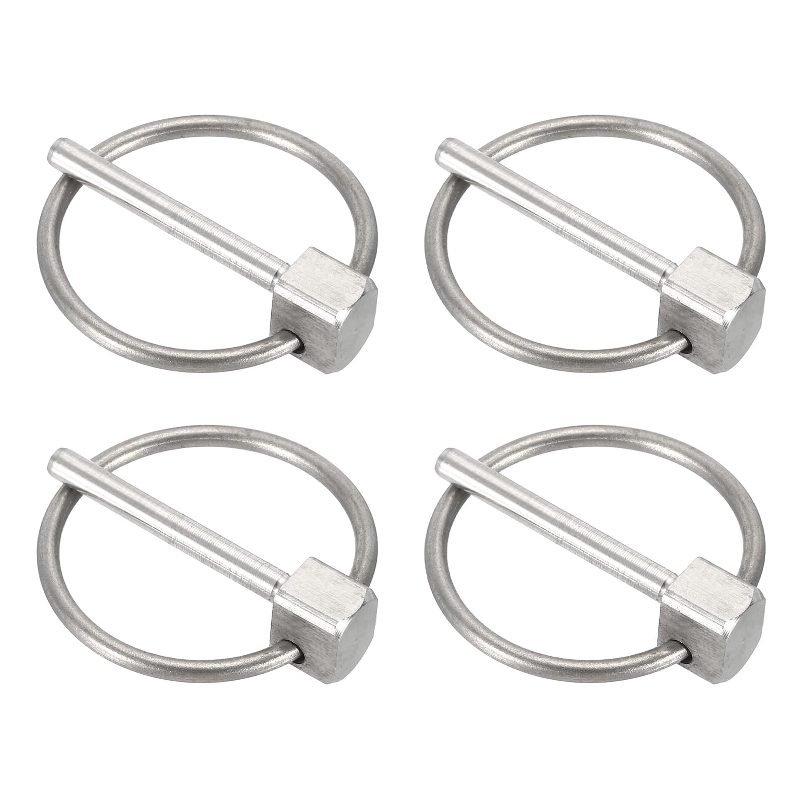 sourcing map 4Pcs Lynch Pin with Ring (3mm x 25mm) - Heavy Duty Linch Pins Shaft Locking Pin Clips Stainless Steel, for Farm Tractors Trucks Lawn Mowers Trailers Trolley, Silver