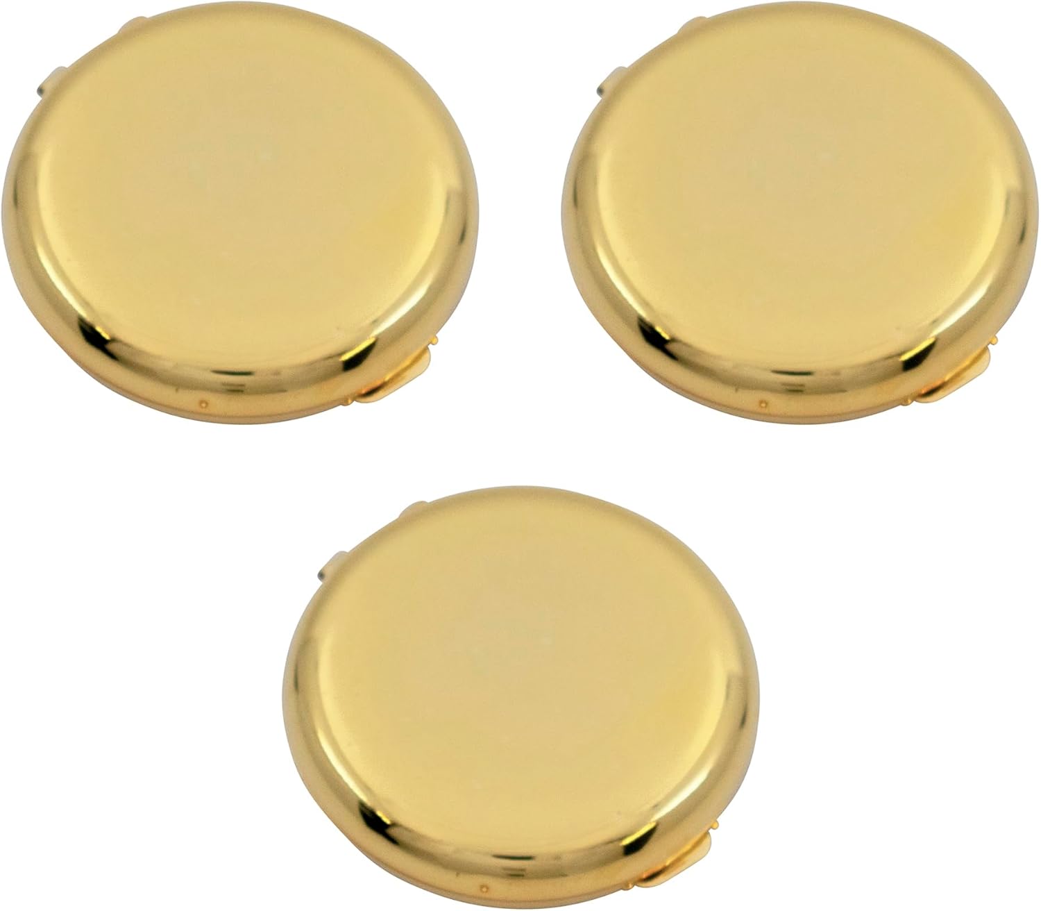 Stephanie Imports Set of 3 Double Sided Magnifying Compact Mirrors with Reflective Metal Finish (Gold, Oval)