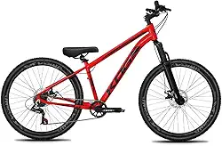 Bicicleta Aro 26 KOG Freeride 1x7 – Estilo Grau, Suspensão 29”, Freios a Disco, Aros Vmaxx Neon – Bike Urbana de Alta Performance, Vermelho