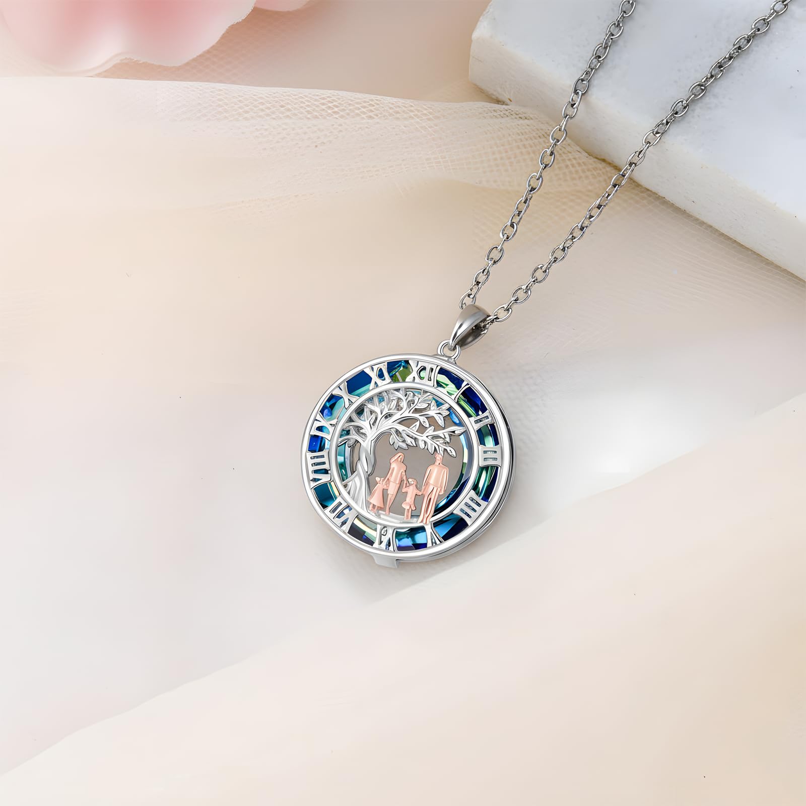 ROMANTICWORK Familie Kette 925 Sterling Silber Mutter Tochter/Vater Tochter/Mama/Schwester Anhänger Halskette Familie Schmuck Geschenke für Damen