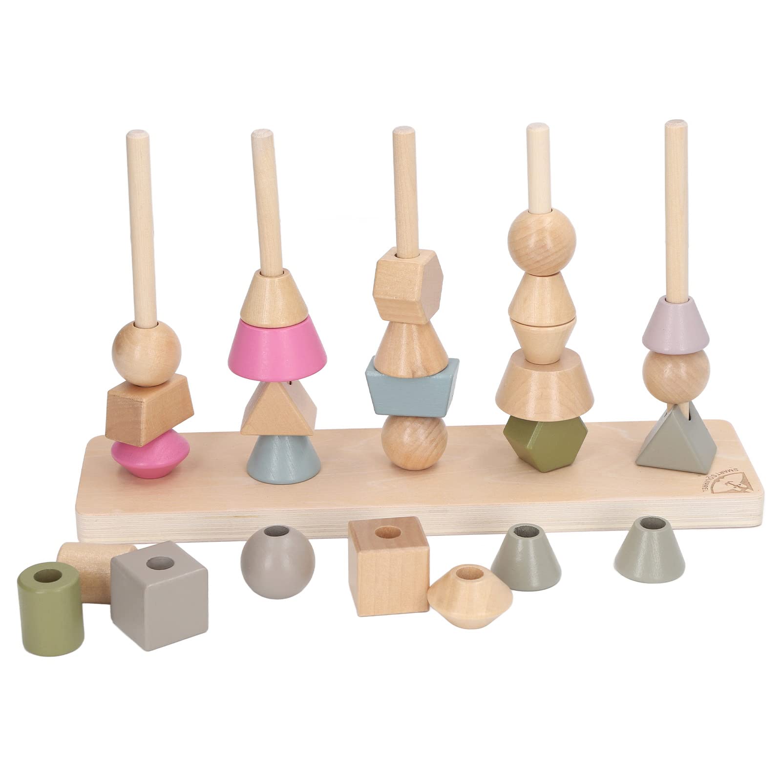 Lylithuif Juego de apilamiento de bloques educativos con forma de, juguete apilable con 10 tarjetas, juego de combinación de formas geométricas para el desarrollo del aprendizaje temprano