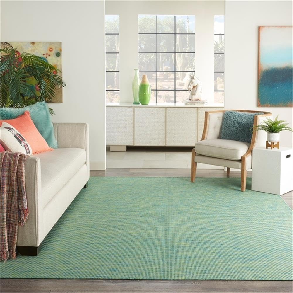 Pemberly Row Contemporary 8' x 10' Blue Green Fabric Modern Area Rug