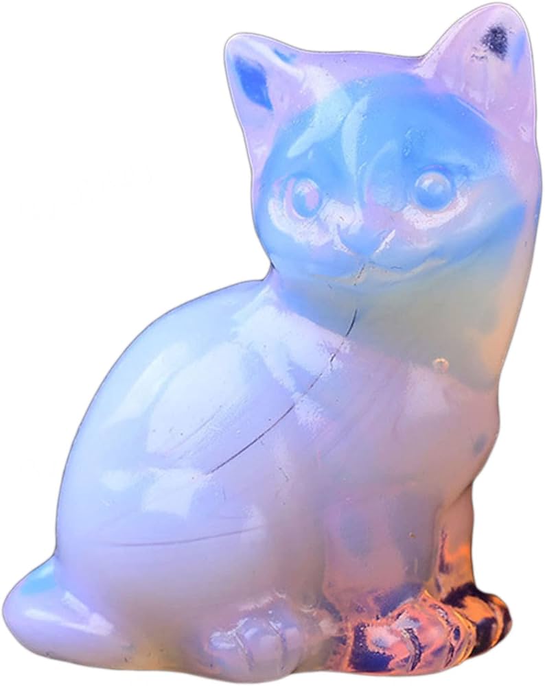 月に座るネコ　ピンクオパール置物　素敵な逸品 月に座るネコ ピンクオパール置物 素敵な逸品 月に座るネコピンクオパール