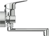 Ideal Standard Mitigeur de lavabo CeraFlex à levier unique avec bec pivotant - Pour montage mural avec raccords en S réglables en chrome - 2