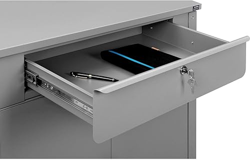 Miniatura 5 de Global Industrial Shop Desk w Pigeonhole Compartimentos y Gabinete Inferior, 34-12"W x 30" D x 51-12"H - Gris