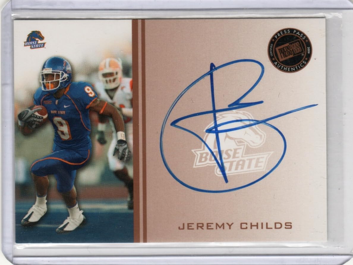 Jeremy Childs Autographed Press Proof Signings Authentics Collectible Football Card - 2009 Press Pass Football Card #PPS-JC2 (Boise)