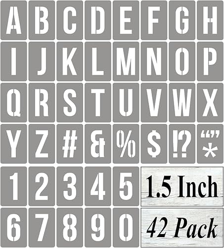 Miniatura 29 de Plantillas de letras del alfabeto de 8 pulgadas para pintar, paquete de 42 plantillas de letras y números con letreros para pintar sobre madera