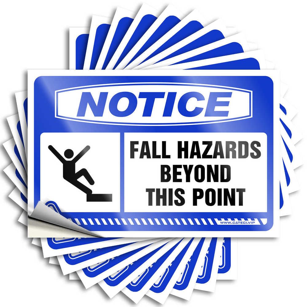 Notice Fall Hazards Beyond This Point Outdoor Porch Decor Student DIY | Coastal Stickers Cover Removable Vinyl Sticker Decal(8X12CM)