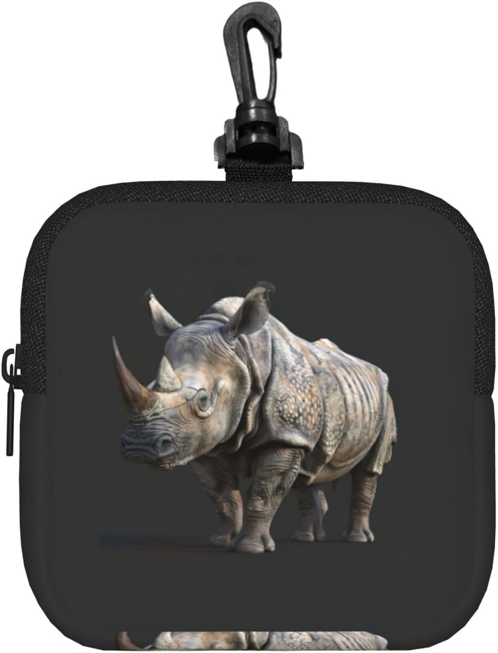 Animal Rhino Print Versatile Square Storage Bag Travel Organizer Pouch Toiletry Home Office Gift