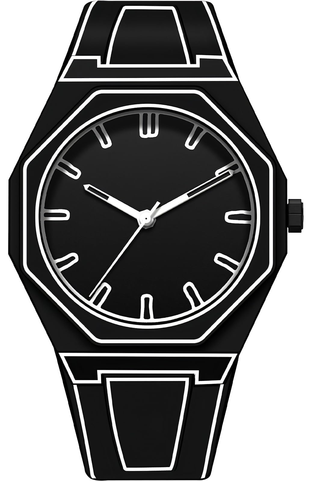 Photo 1 of **HAS BROKEN WATCH BAND*** Gosasa Creative Unisex Sketch Anime Style Women's Men's Quartz Wristwatch Personality Waterproof Minimalist Black and White Analog Watch (Y Black)