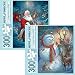 Bits and Pieces - Set of Two (2) 300 Piece Jigsaw Puzzles for Adults - Snowman Welcome, Santa's Woodland Friends - 300 pc Christmas Santa Winter Holiday Jigsaws by Artist Ruane Manning