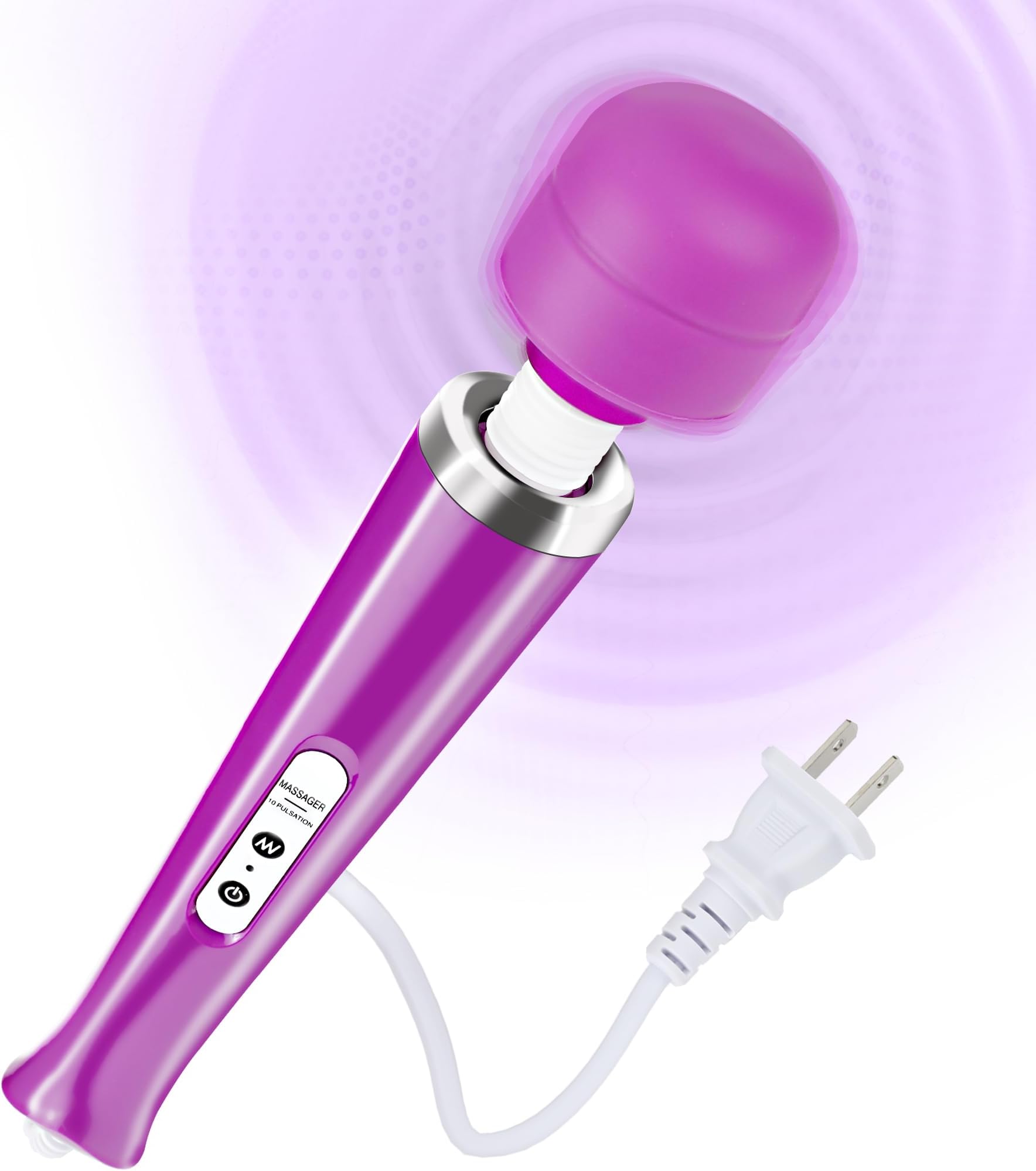 Wired Wand Massager for Women, 10-Speed Electric Handheld Deep Tissue Massager, Powerful Plug-in Full Body Muscle Recovery Tool for Neck, Back, Shoulder & Foot Relief (Purple)