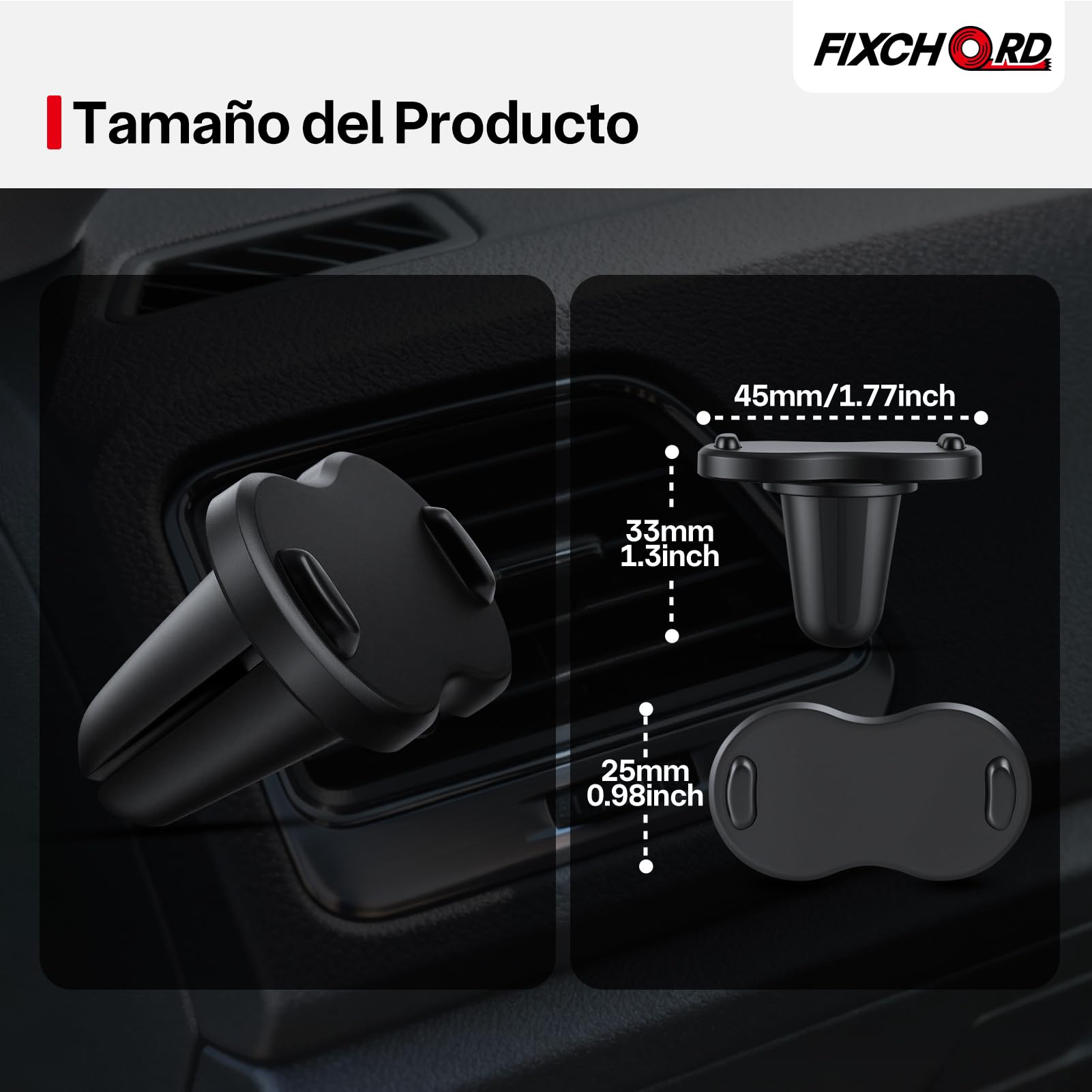 Soporte Magnético para Rejilla de Aire Acondicionado de Coche OOONO CO-Driver NO2, 1 Unidad de Soporte Magnético con Imanes Integrados Compatible con la Alarma de Radar OOONO NO2