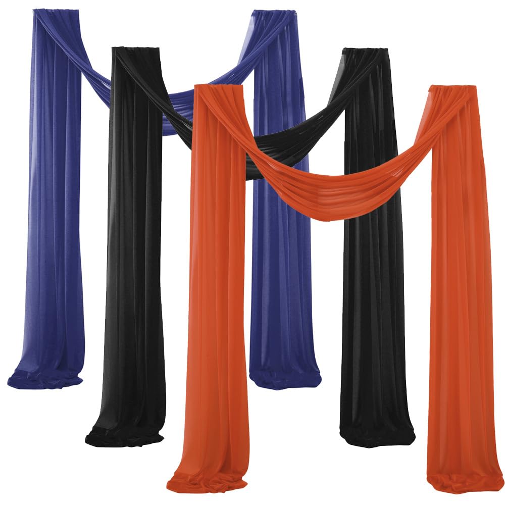 3 Packs Vorhang Querbehang Oben Schwarz Blau Terrakotta Transparent Voile für Hochzeitsvorhang Hochzeit Hintergrund Deko Hochzeitsbogen Fotografie Vorhänge Hochzeit Torbogen Zeremonie