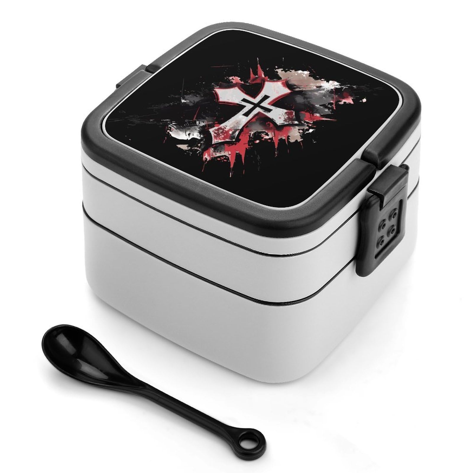 CGSBNGHA Distressed-Knights-Templar Crosses Bento Lunch Box 2 Layer Lunchbox Food Container for Adults Office