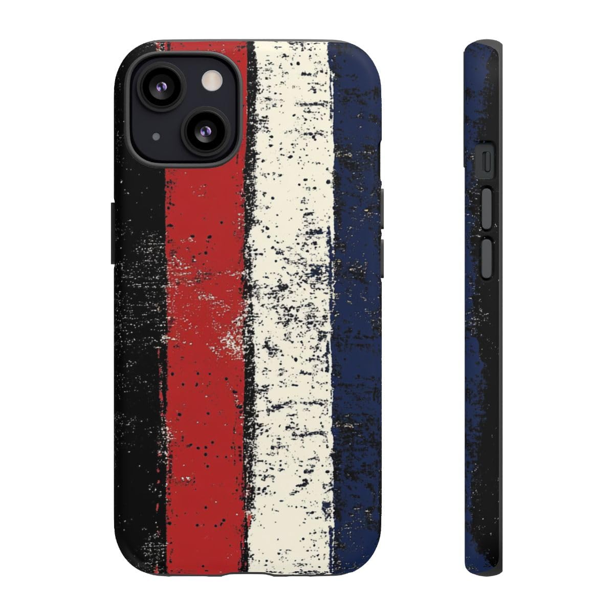Coque rigide mate iPhone 13 noire à rayures verticales - 3