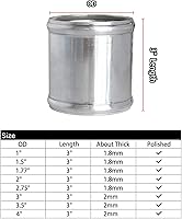 Vista 2 de Universal OD 2.75 "(70mm) Adaptador de tubería de entrada de aluminio 3 "(76 mm) de longitud T-6061 Conector de tubería de tubería de tubería