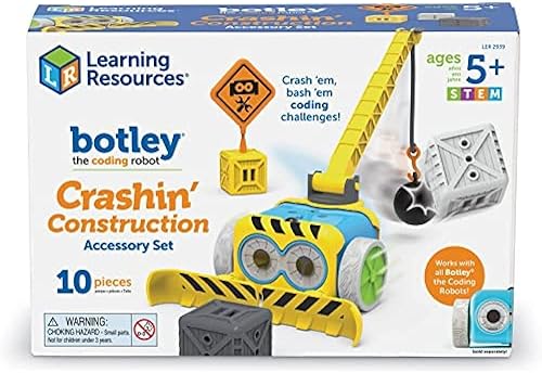 Learning Resources Botley Crashin' Construction Challenge, juego de accesorios, codificación para niños, juego de construcción, juguete STEM, a