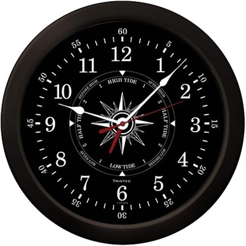 Trintec Atlantic Time & Tide - Reloj de pared (esfera negra) TTB-02-14