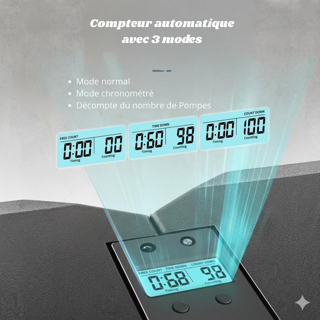 Planche de Pompes Multifonction – Appareil de Musculation avec Compteur Automatique, Bandes de Résistance et Poignées Antidérapantes – Entraînement Complet à Domicile – Pectoraux, Epaules, Bras, Dos