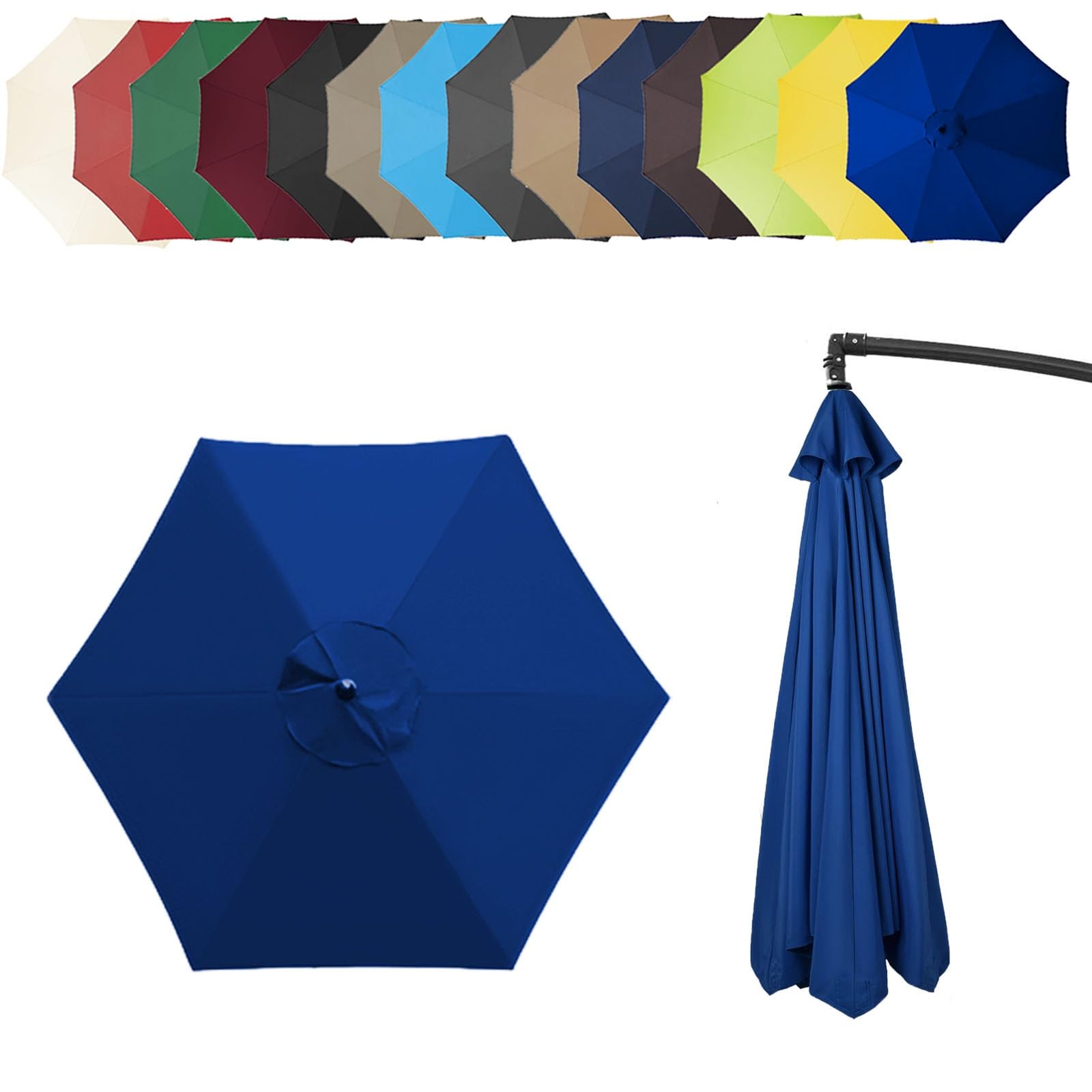 6.4ft/8.8ft/9.8ft (200/270/300cm) Replacement Parasol Garden Patio Umbrella Fabric Canopy Cover, Heavy Duty Polyester Fabric Outdoor Shade Canopy Cover For Market Table Cantilever Parasol Top Cover(Co โ image 1