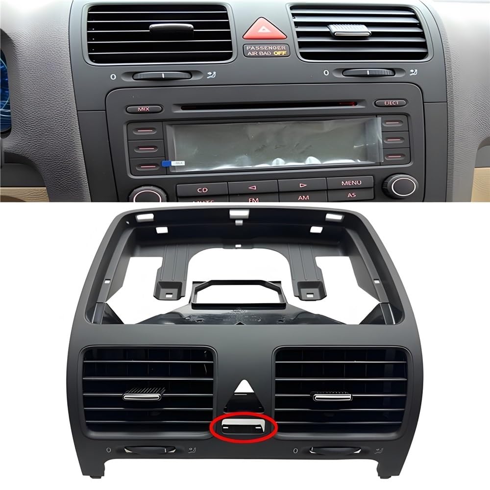 1PCS Car AC Air Vent Outlet Grill Compatible for VW Golf 5 GTI R32 Rabbit 2004-2009 Jetta A5 MK5 GLI 2006-2011(Middle-with Hole)