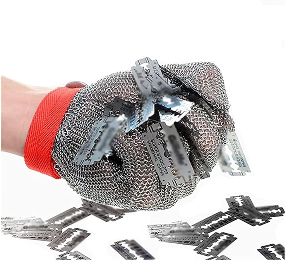 CXKJP Stainless Steel Cut Resistant Gloves Chain Gloves, Adult Men's Women's Safety Work Gloves, Non-Slip Wear-Resistant (Size : M/A Pack of one)