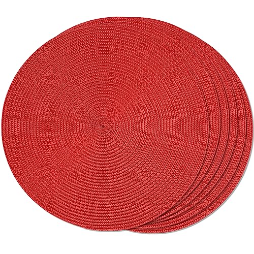 El Mejor Listado de Mantel rojo , tabla con los diez mejores. 44 FunWheat Juego de 6 manteles Individuales Redondos Trenzados para mesas de Comedor, Tejidos, Lavables, Antideslizantes, 15 Pulgadas, día de San Valentín (Rojo, 6 Unidades)