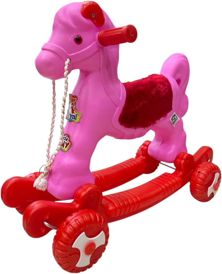 Hoggy® Baby Horse Rider for Kids 1-5 Years Birthday Horse Rider Horse 2-in-1 RockerCum Ride-On Toy for Kids Ride on | Bsi Certified (Pink-Color)