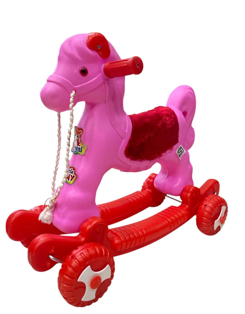 Hoggy® Baby Horse Rider for Kids 1-5 Years Birthday Horse Rider Horse 2-in-1 RockerCum Ride-On Toy for Kids Ride on | Bsi Certified (Pink-Color)