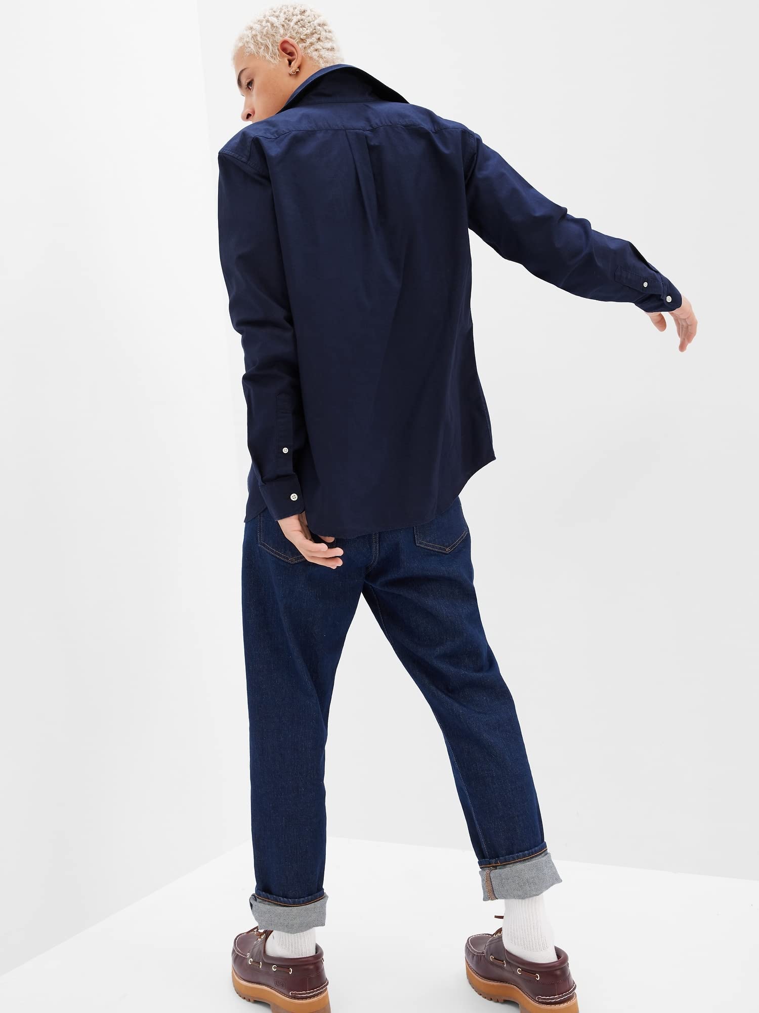 GAP Long Sleeve Oxford Button Down Shirt Camicia Oxford a Maniche Lunghe con Bottoni Uomo