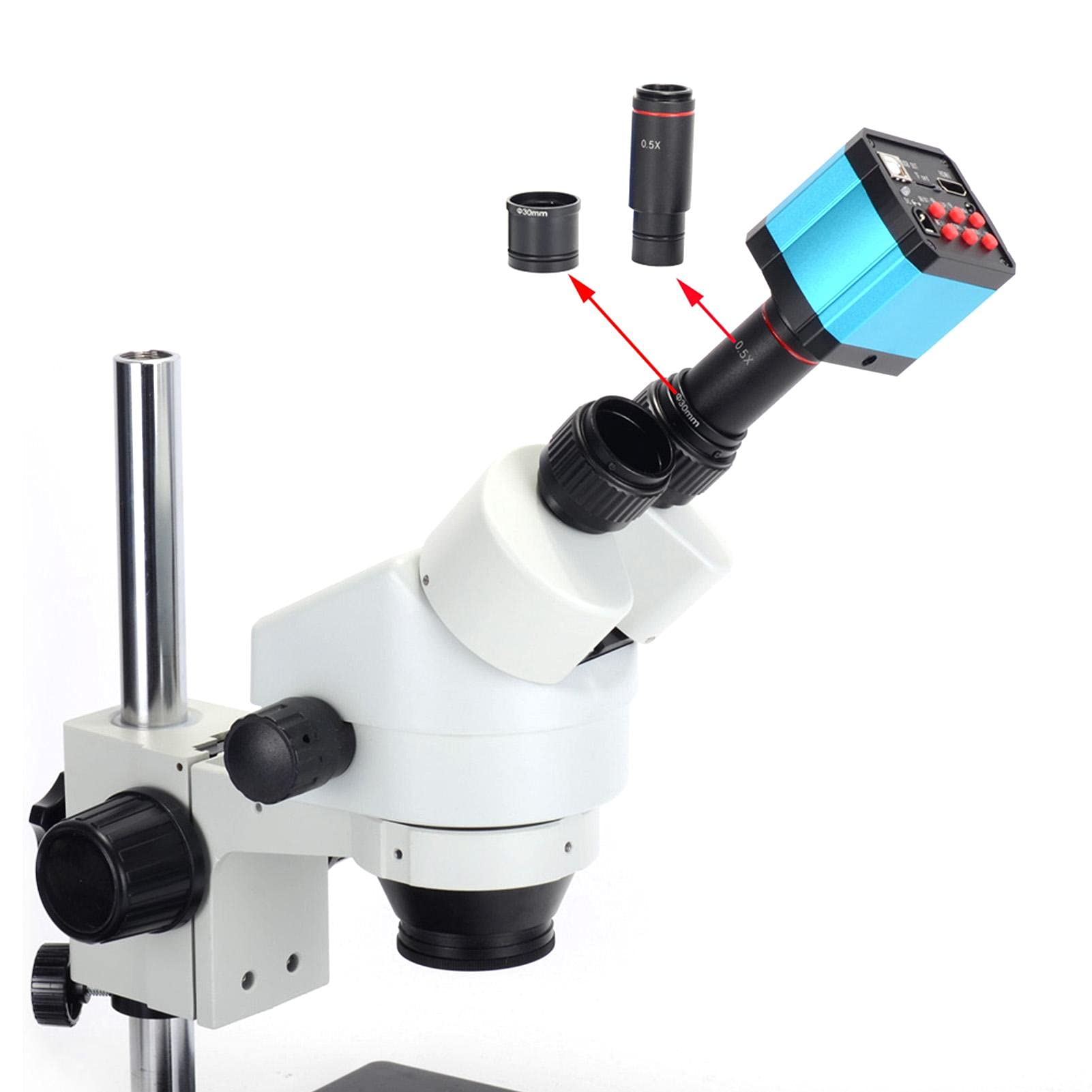 BuyWeek Cámara de Microscopio Digital Endoscopio de Aumento, 14MP HDMI HD 1080P Industrial con Adaptador de USB (Enchufe de la UE)