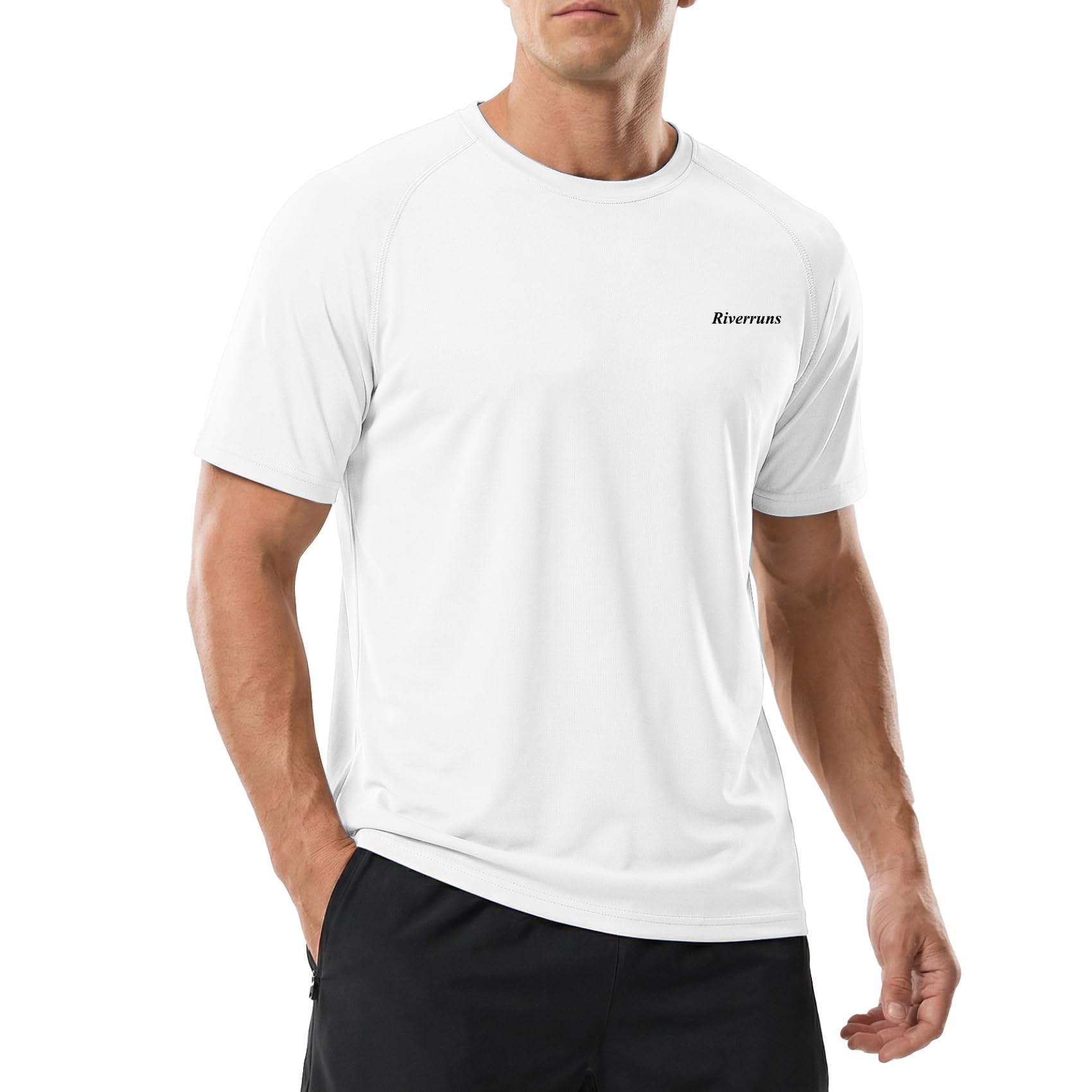Men's UPF 50+ Ice-Cool Quick Dry Short Sleeve Rash Guard for Fishing