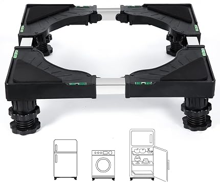 Nefish Mini Fridge Stand Universal Raised Base Adjustable Refrigerator Stands with 4 Strong Feet Washing Machine Pedestal Multi-Functional Bases for Dryer Black