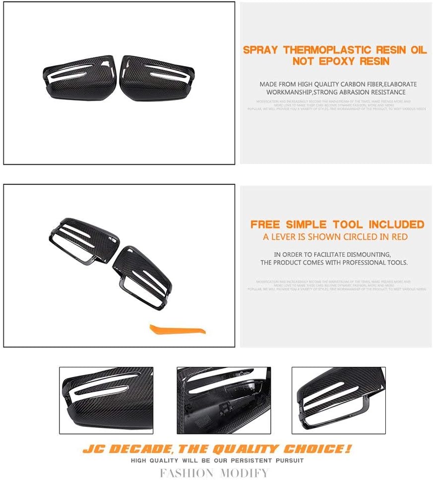 Carbon Fiber Mirror Caps for Mercedes Benz W176 W117 W246 X156 W204 W212 W218 W221 X204 Replacement Style Exterior Chrome Trim Side View Cover Rearview Decoration Caps Protector