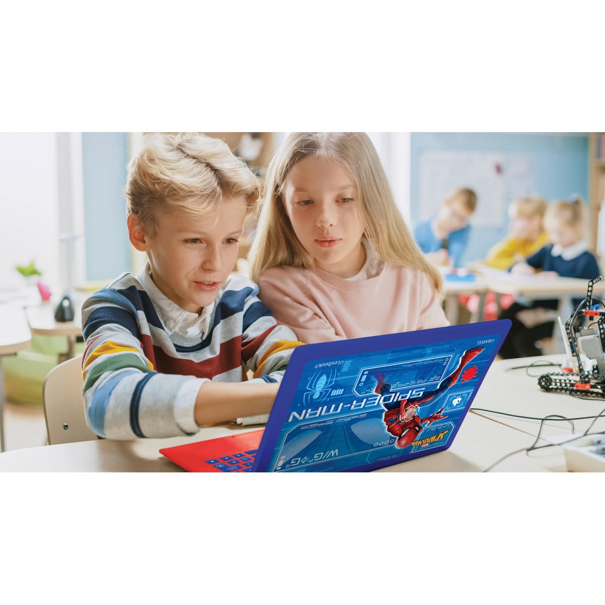 Lexibook Spider-Man - Ordenador portátil Educativo bilingüe (130 Actividades de Aprendizaje, matemáticas, Idiomas, lógica, Juegos y música, JC798SPi1LXB