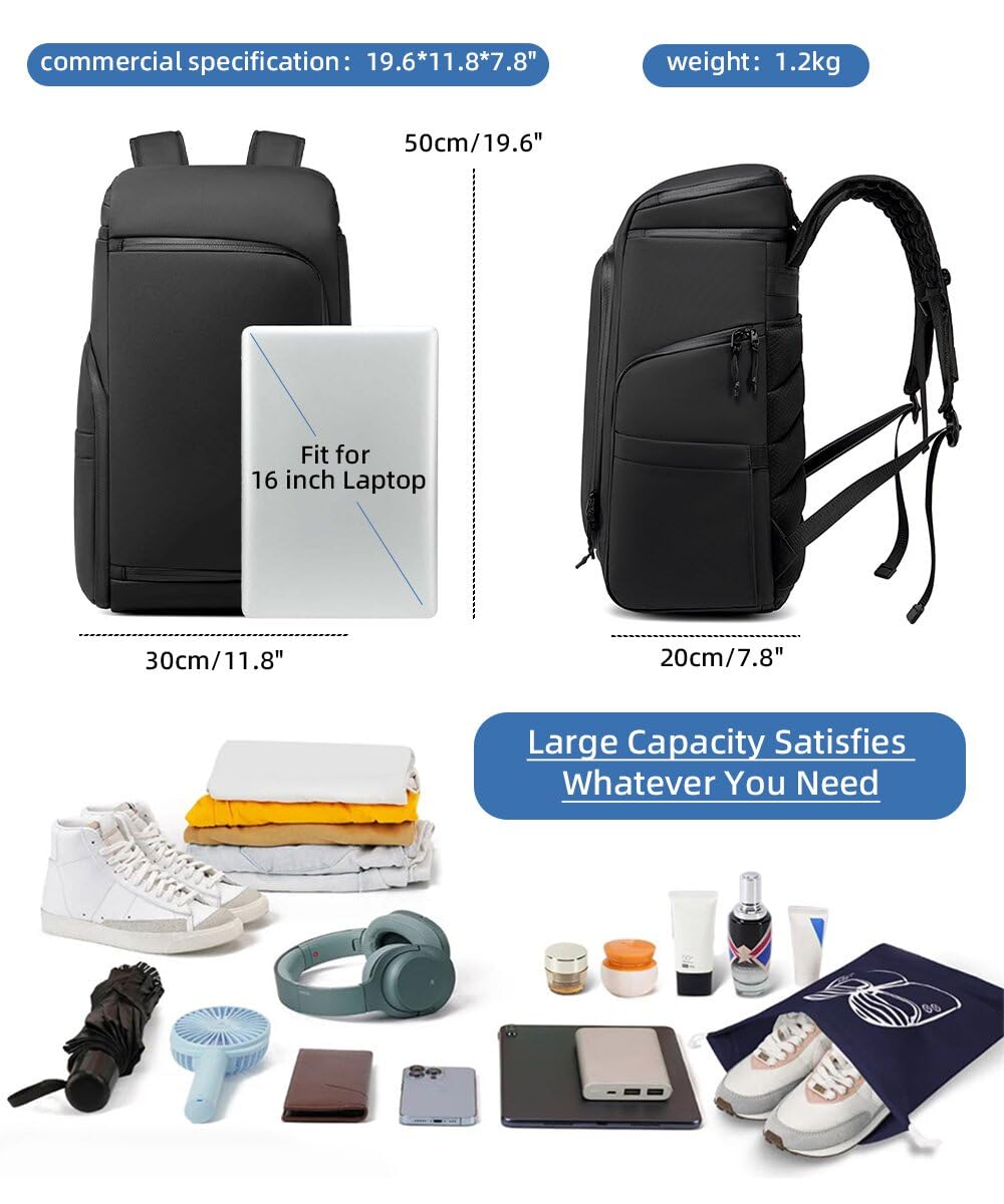 Mochila de Negocios para Hombre 43 L Gran Capacidad Mochila para Ordenador Portátil de 15,6 Pulgadas Resistente al Agua Oficina Viaje Senderismo