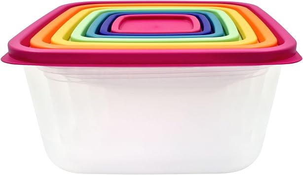 Plastic Rainbow Food Storage Set, Multi Color, 14 CountMulti Color
