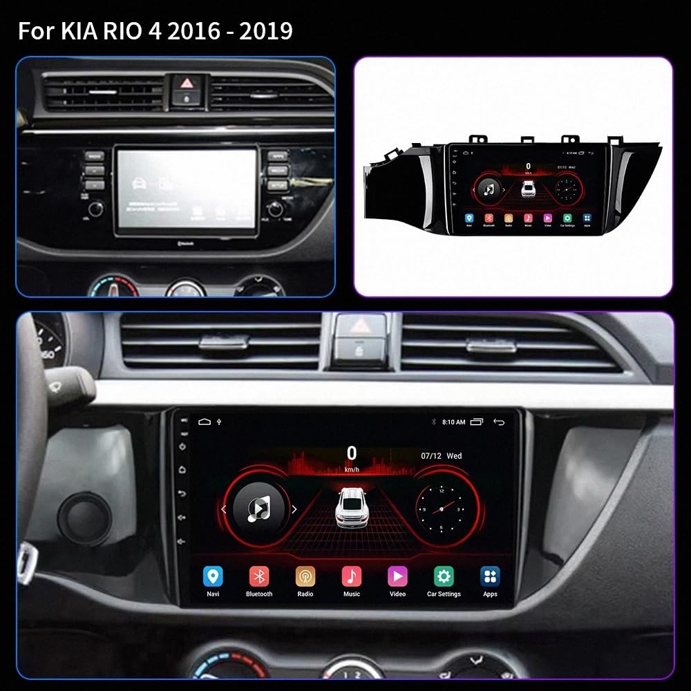 Radio Macchina Touch Screen per Kia RIO 4 X Line 2016-2019 Wireless Carplay Android Auto Stereo Auto Bluetooth Ips con Pantalla Táctil con Gps, 8 Nucleo 4G+64G