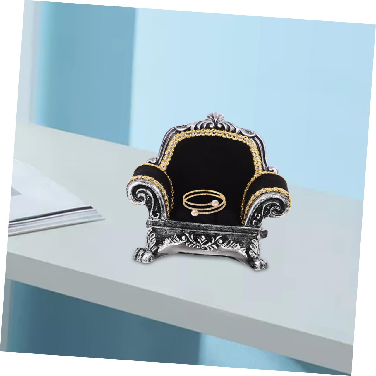 POPETPOP Schmuckorganizer Ringhalter Sofaform 2 Stück Schwarz Kunstharz