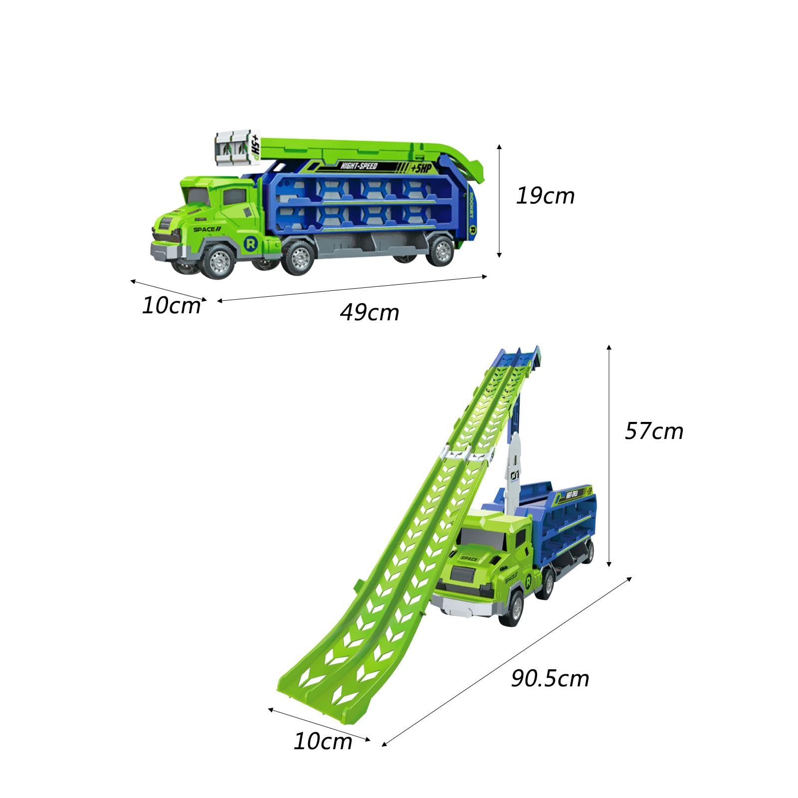 Camión Transportador de Coches de Juguete, Camión Megatransportador Transformable, Camión Transportador de Juguetes Plegable, Verde