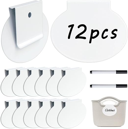 Metal Baskets Labels, 12 Pack White Pantry Baskets Labels