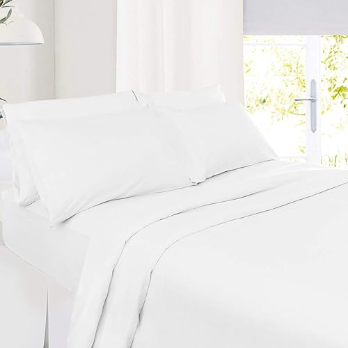 Sábanas de tamaño Queen – Juego de sábanas de 4 piezas tamaño Queen – Sábanas de hotel – Sábanas de microfibra suave – Sábanas bajeras de fácil