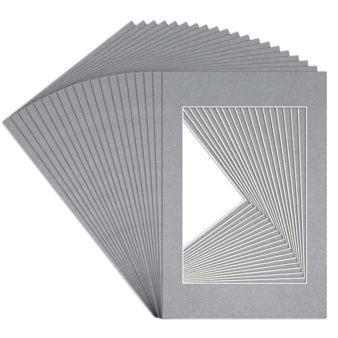 Procut Global 60x40cm Silver Picture Mounts to Fit A3 Aperture - Precision Cut Cardboard Photo Mount - Ideal for Frames, Prints, Artwork & Certificates - Sizes & Colours Available - 20 Pack