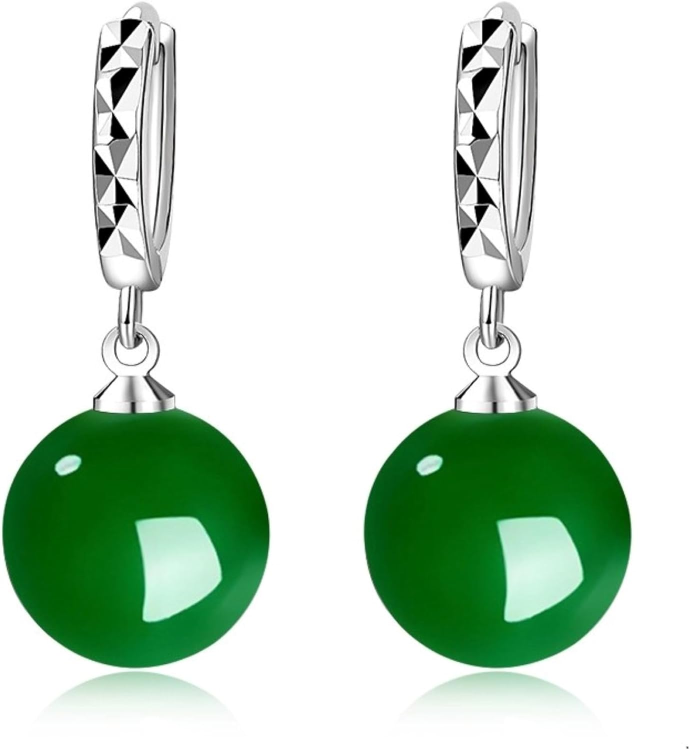 925 Sterling Silver Natural Fresh Water Pearls/Green Onyx/Red Onyx Hoop Earrings for Women, Pierced Earrings for Christmas Valentine's day, 12mm