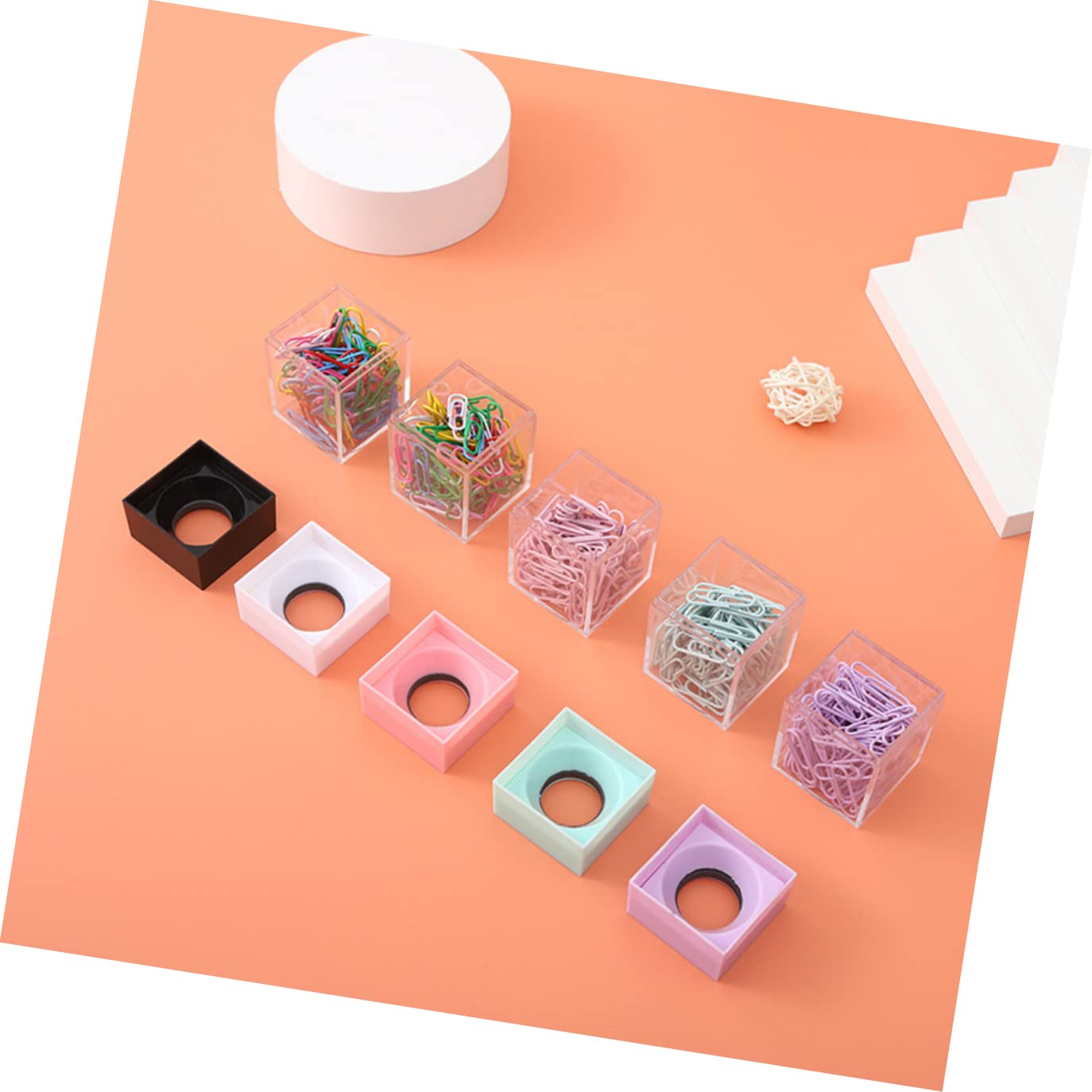 STOBOK 9 Pz Secchio Portaoggetti per Graffette Organizzatore di Graffette Magnetiche Porta Forcine Porta Carta da Scrivania Porta Graffette Il Clip Magnetica Plastica Ufficio Viola